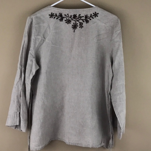 Carole Little linen embroidered blouse Sz XL - Picture 6 of 8